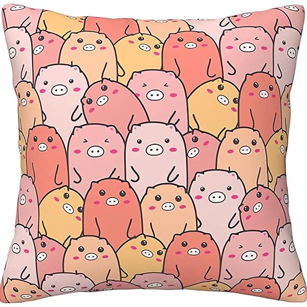 Super Cute Cartoon Linen Pillow Case Digital Printed Cushion Sofa Bed Pillow Simple