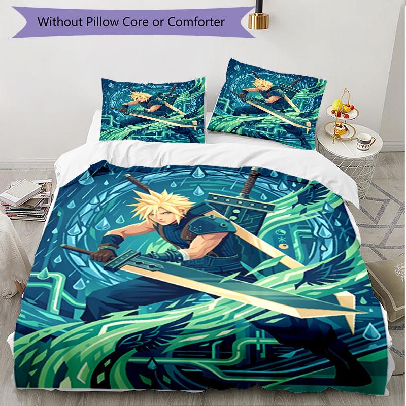 3pcs Duvet Cover Set (1*Duvet Cover + 2*Pillowcase, Without Core), Final Fantasy Print Soft All‑Season Bedding Set, Home Bedroom Decor Gift