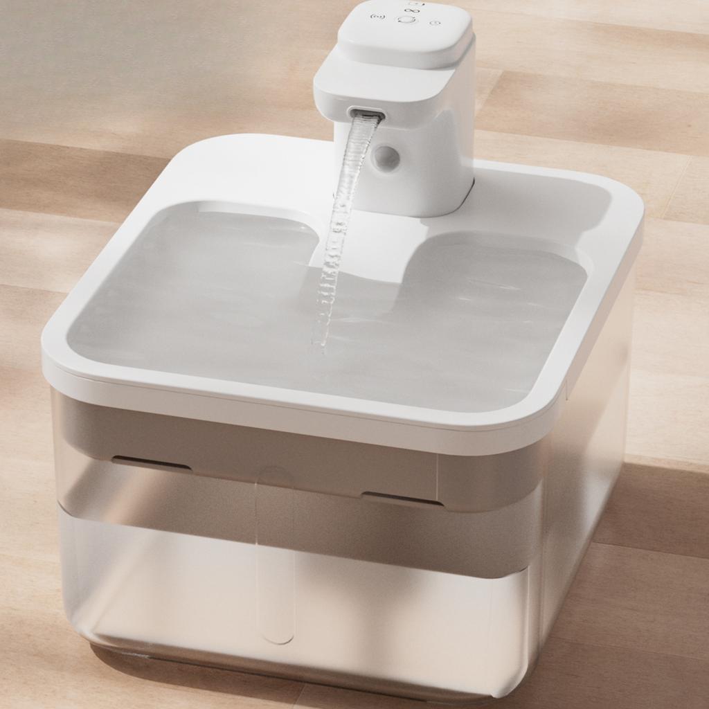 Water Fountain Cordless, Wireless Pet Water Fountains for Cats Indoor,Battery Operated Cat Drinking Fountain with Motion Sensor,