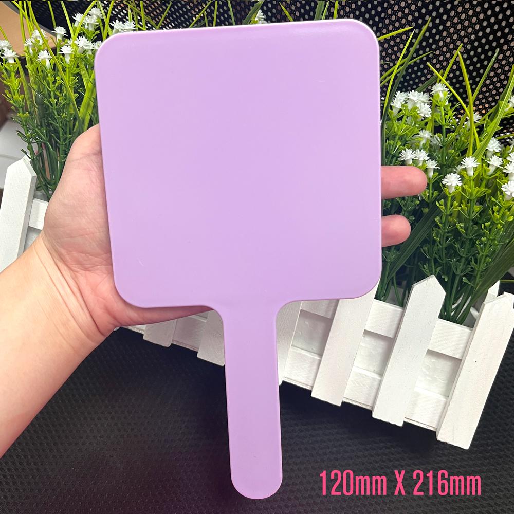 Low Moq Heart pink Shade Mirror for Makeup Custom logo Handle Makeup Colorful Cosmetic Mirror