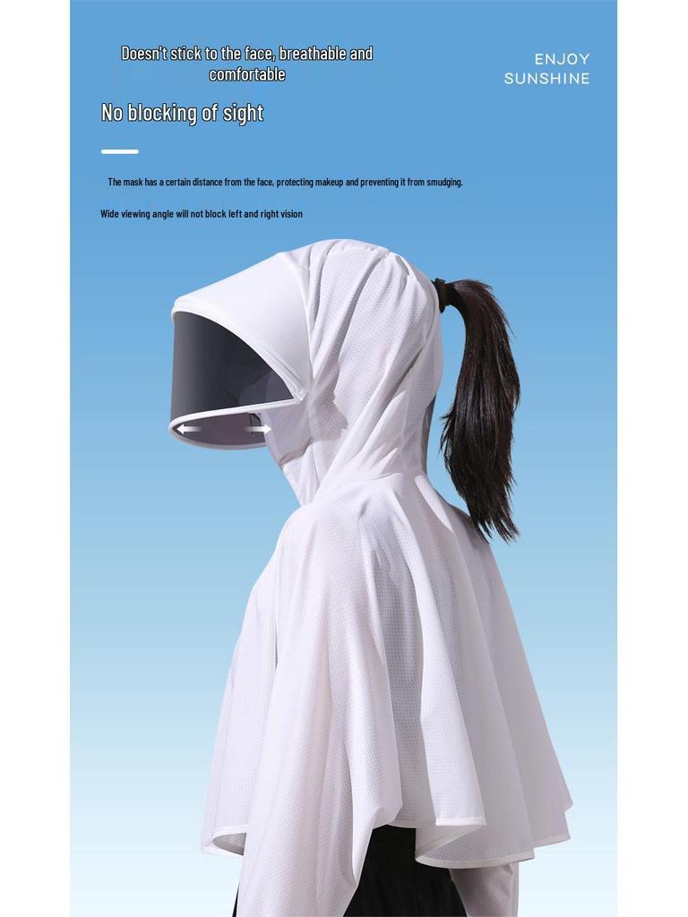 Women's Summer Ice Silk Sun Protection Clothing Set: Breathable Anti-UV Cycling Face Mask & Full Face Neck Guard.
