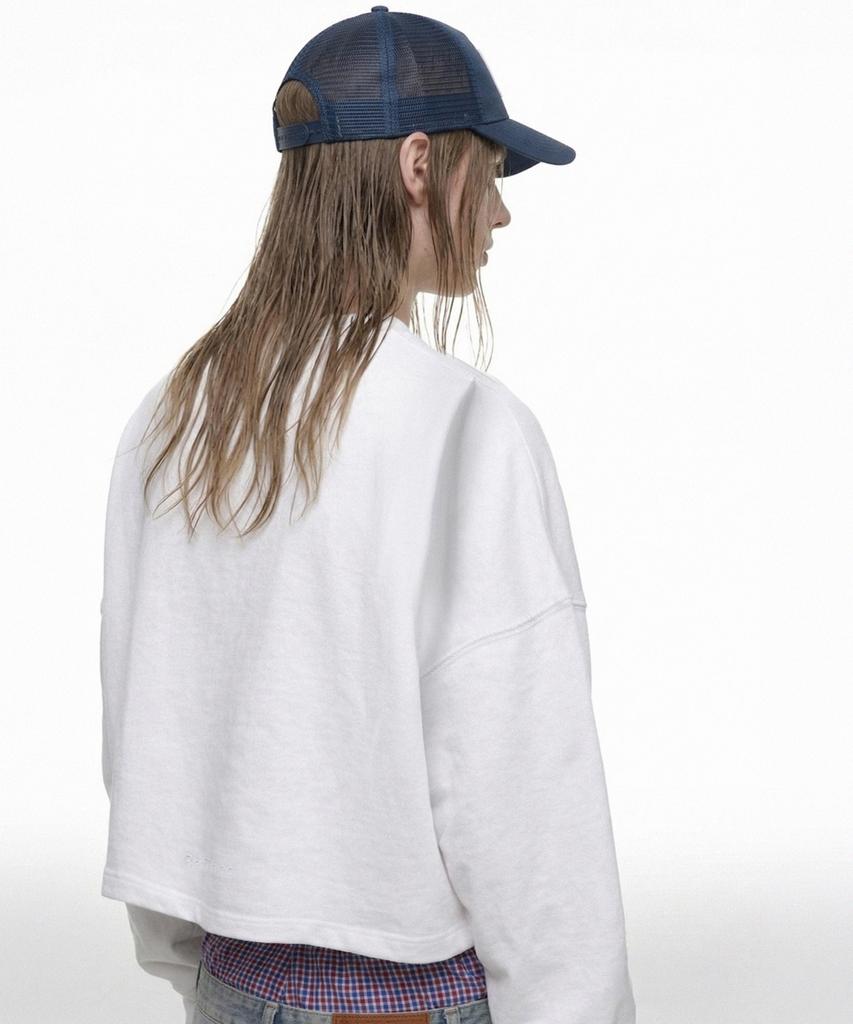 PRINOAR Refined Hughes Heavyweight Crop Long Sleeve T-Shirt - White