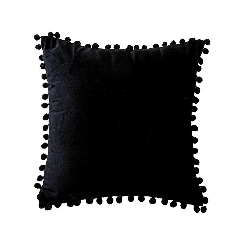 Solid Color Fur Ball Pillow Cover, Velvet Cushion Cover, Sofa Bed Pillow Cover, Nordic Home Chair