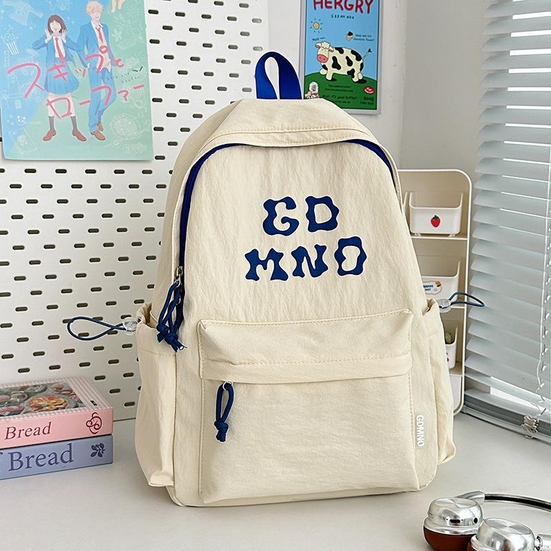 Schoolbag1011 New Simple Letter Korean Version Casual and Sweet Student Class School Bag Lightweight Versatile Large Capacity Backpack