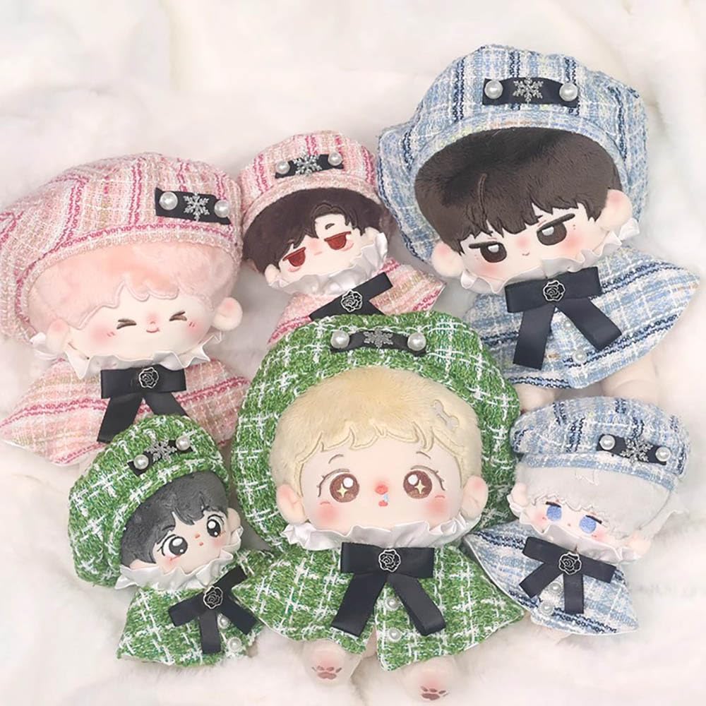 Niannyyhouse 10cm, 15cm, 20cm Plush Clothes Set with Poncho, Hat, and Shawl for Cotton Doll Dress-Up (Blue, 15cm)