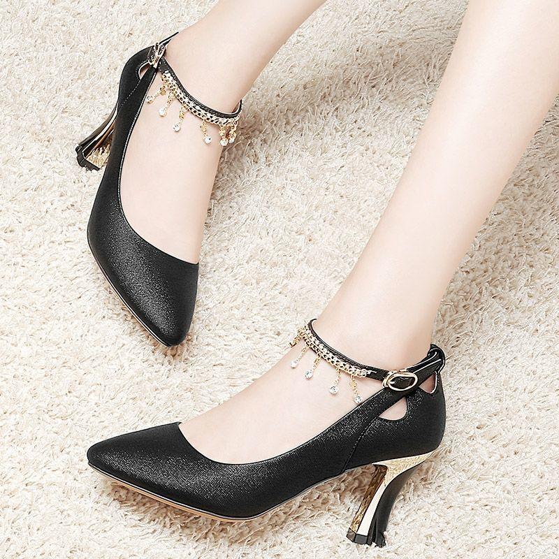 

Fashion Pointed Toe Rhinestones Woman Pumps Spring and Autumn High Heels Pearl Shoe Vintage On Sale Daily 2025 Luxury Shoes for Women 34