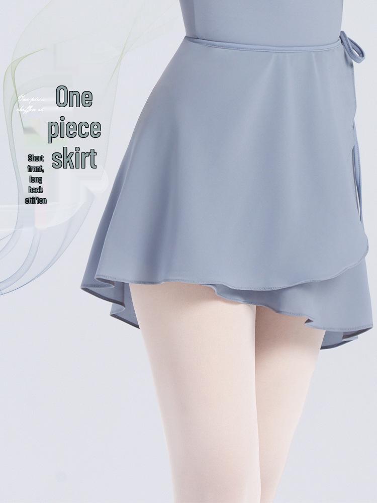 Adult Women's One-Piece Chiffon Ballet Dance Skirt with Lace-Up A-Line Design