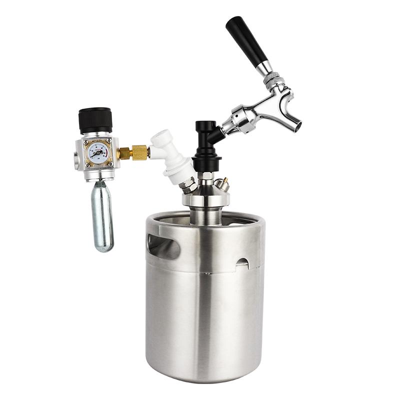 30PSI/60PSI/90PSI Mini CO2 Charger Kit, Thread Connection Homebrew Beer Pressure Regulator with Gas Ball Lock Disconnect