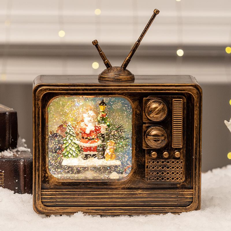 Christmas Decorations Antique TV Decoration Music Box Luminous Crystal Ball Christmas Gift