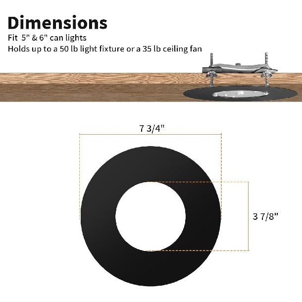 Upgrade R5 and 6 Complete Recessed Can Light Conversion Kit, Ceiling Light Fixture, Pendant & Hanging Light, Ceiling Fan Compatible, 7¾ Inch Flat