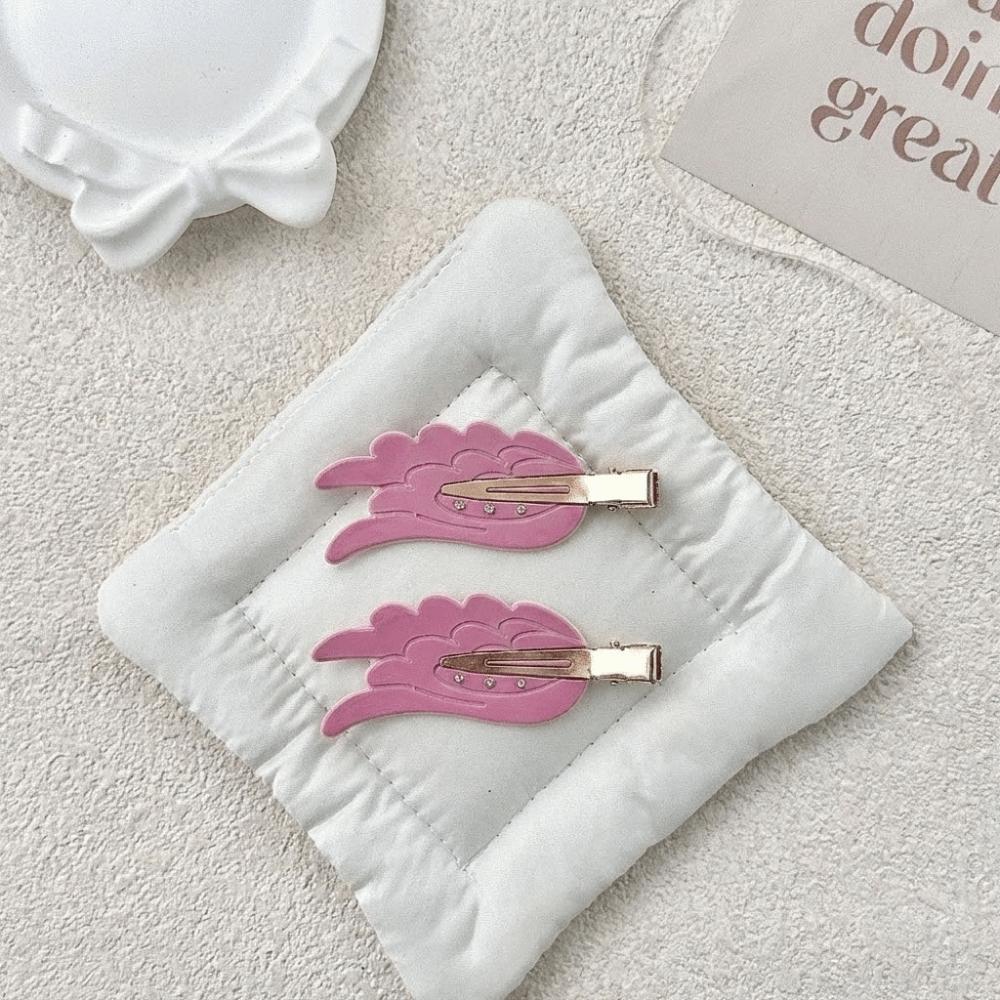 2pcs Crystal Rhinestone Traceless Hair Clip Dopamine Korean Wing Girls Hairpin Hair Accessories Acetate Cosmetic Clip Headwear