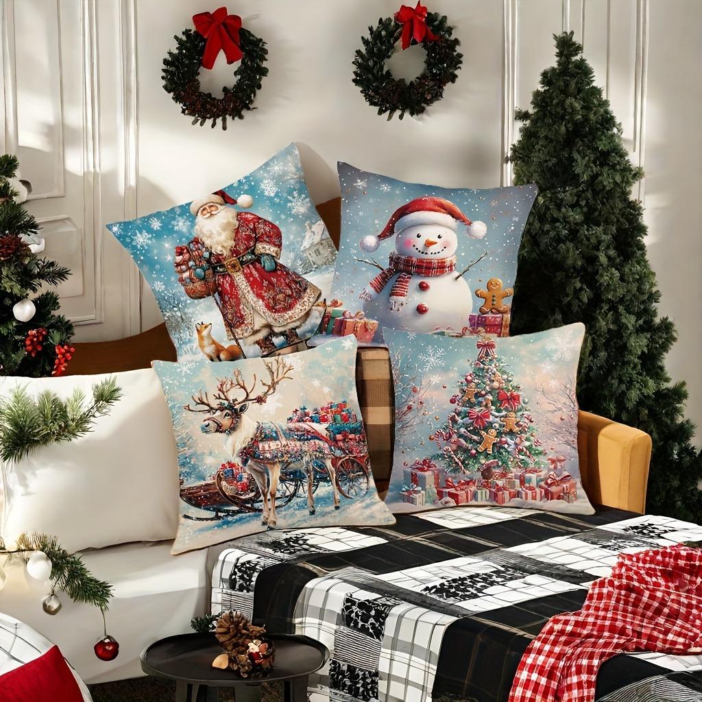 Home Decor Christmas Festive Prints Pillow Covers Pattern Cushion Cover Suitable For Sofa Bedroom Car Pillow Cover