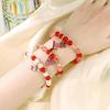 Elegant Handmade Beaded Semi-Precious Stone Bracelet with 18K Copper-Plated Heart LOVE Pendant