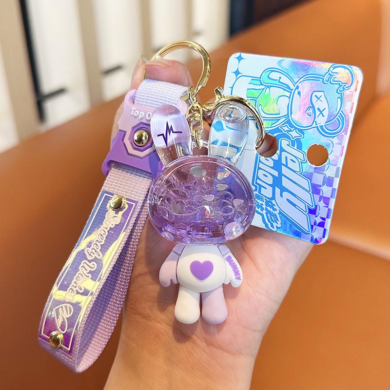 Heart Rabbit Oil Keychain Fashion Personality Cartoon Rabbit Keyring Girls Exquisite Bag Pendant