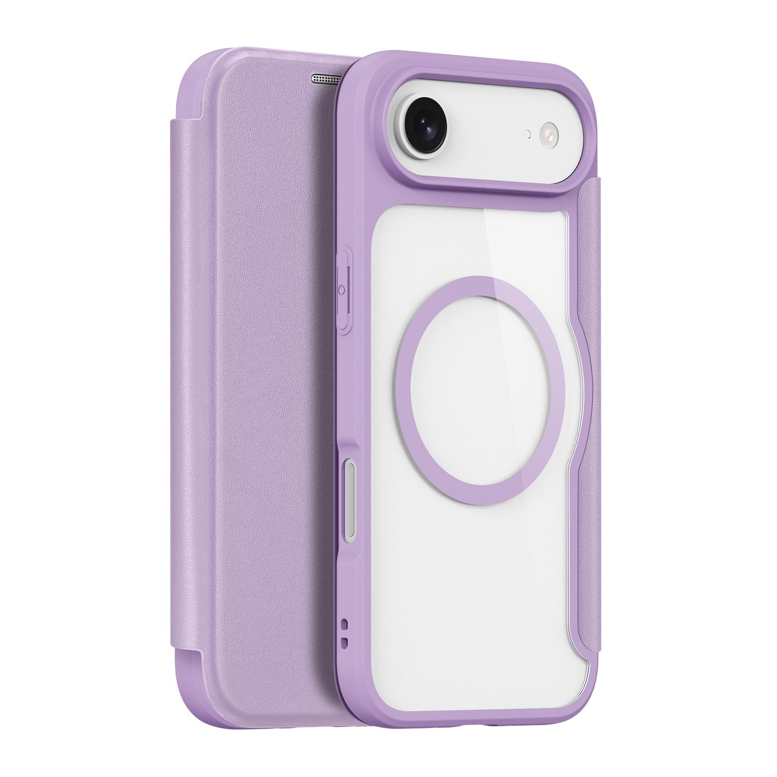 

For iPhone 17 Air Leather Case DUX DUCIS Skin X Pro Series Flip Cover Compatible with MagSafe Purple Pink