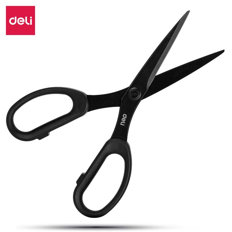 Deli Black Blade Non-Stick Large Scissors for Kitchen, Office, Handmade Paper Cutting, Rust-Proof Stainless Steel.