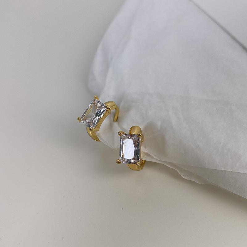 

Прямоугольные серьги-каффы из стерлингового серебра S925 с золотым покрытием для женщин 925 Silver