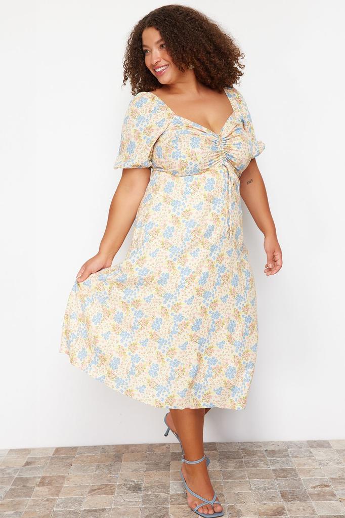 Damen-Stil, Übergröße, mehrfarbiges, gewebtes Kleid mit Blumenmuster