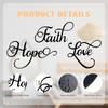 3 Pieces Black Metal Wall Decor Inspirational Faith Hope Love Sign Rustic Vintage Word Art Home Bedroom Living Room Farmhouse Letter