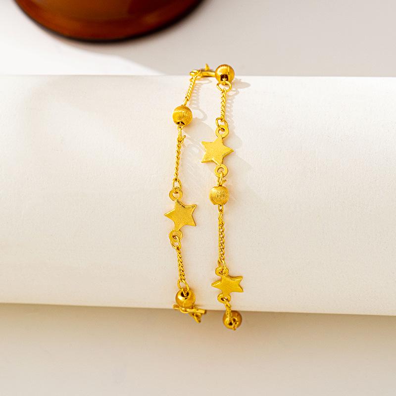 Vietnamese Sand Gold Double-Layer Cat's Eye Beaded Bracelet – Women's Trendy Light Luxury Jewelry