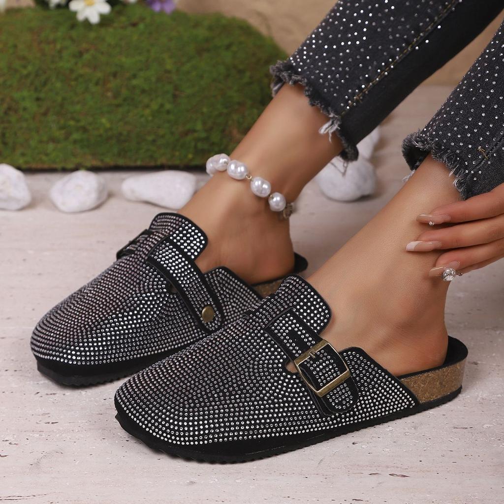 Comfortable and Cool Slippers Are Fashionable and Versatile When Going Out, and Half Sandals Are Worn Outside. Women's 2025 Autumn New Non-slip Home
