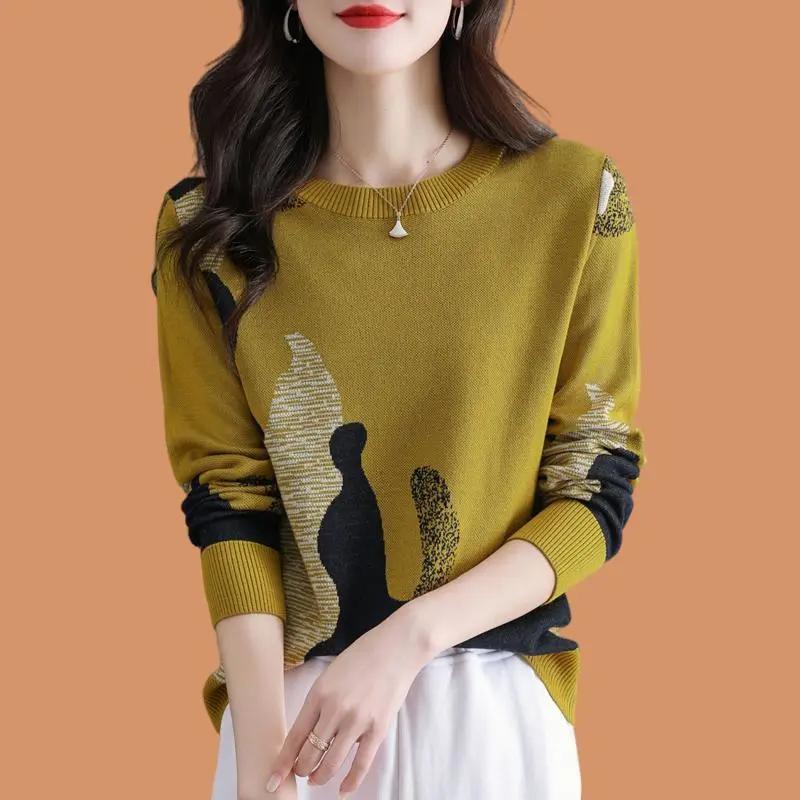 Pull décontracté et confortable pour femme, automne et hiver, tempérament d'âge moyen, chemise tricotée élégante
