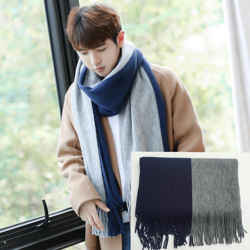 New Fashion Men'S Winter Korean Version Of The Wild Simple New Men'S Scarf Knitted Long Section Young People Students Scarf