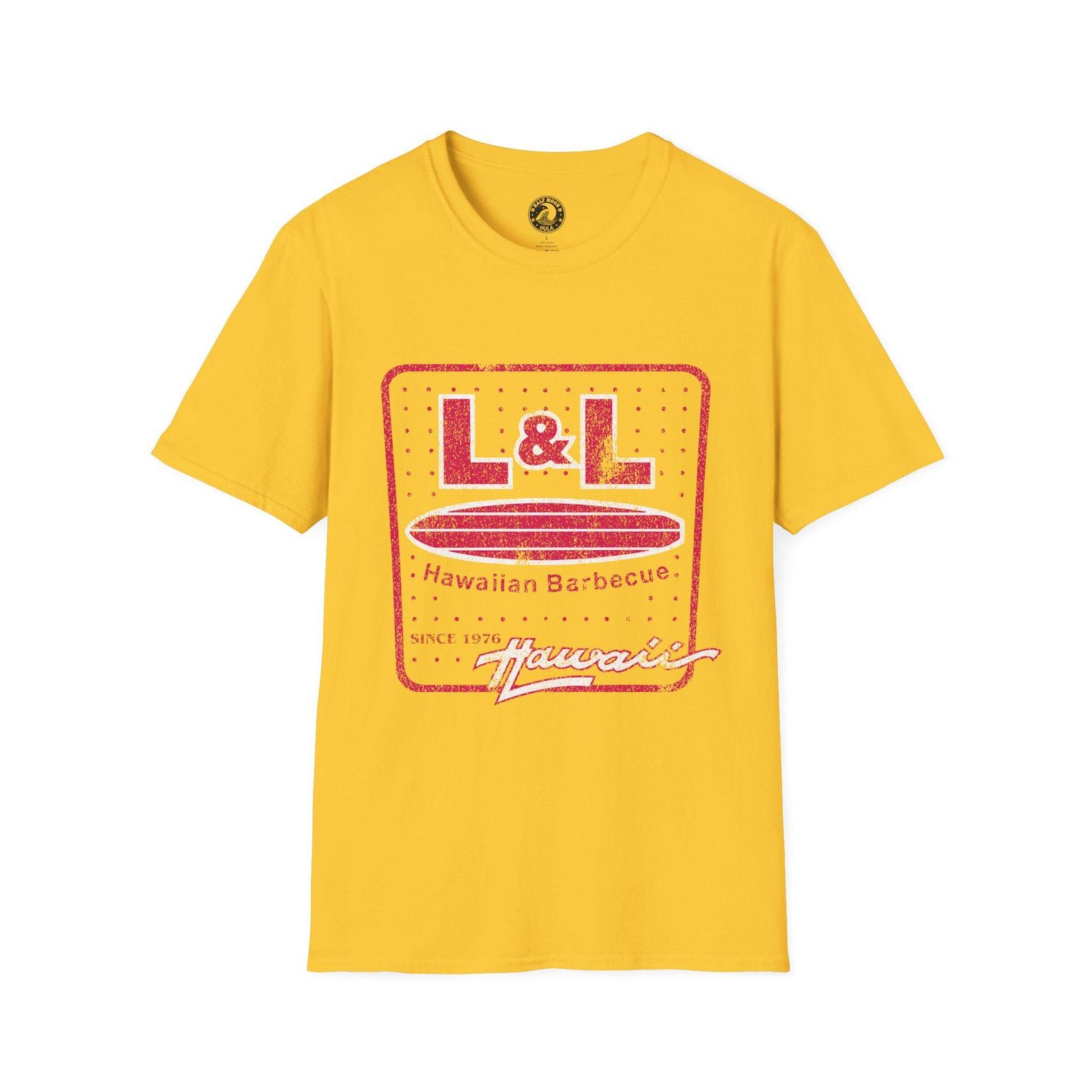 L&L Hawaiian Barbecue Logo T-Shirt | Retro Distressed Hawaiian Food Shirt S