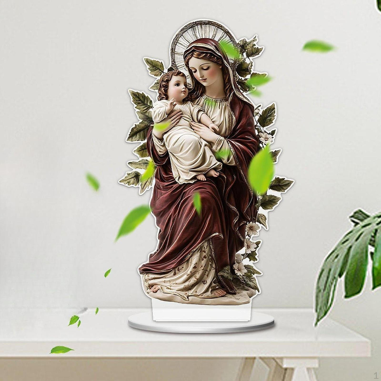 

Дева Мария держит Иисуса знак 2D плоский акриловый стол орнамент декоративный домашний декор младенец для