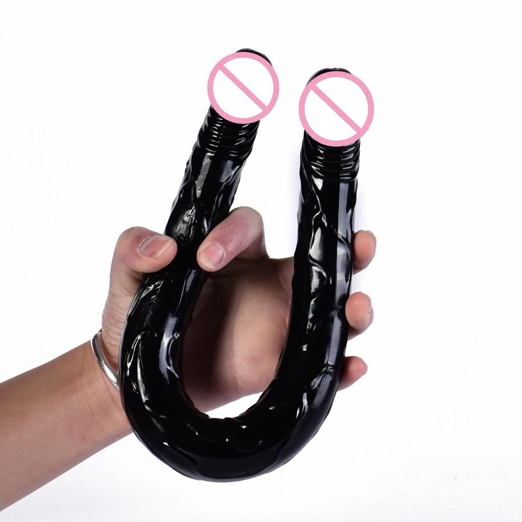Dildo s dvojitou hlavou Long Jelly Realistic Dildo Dildo s dvojitým koncem Flexibilní velký penis pro ženy Sexuální hračky s masturbátorem pro lesbičky