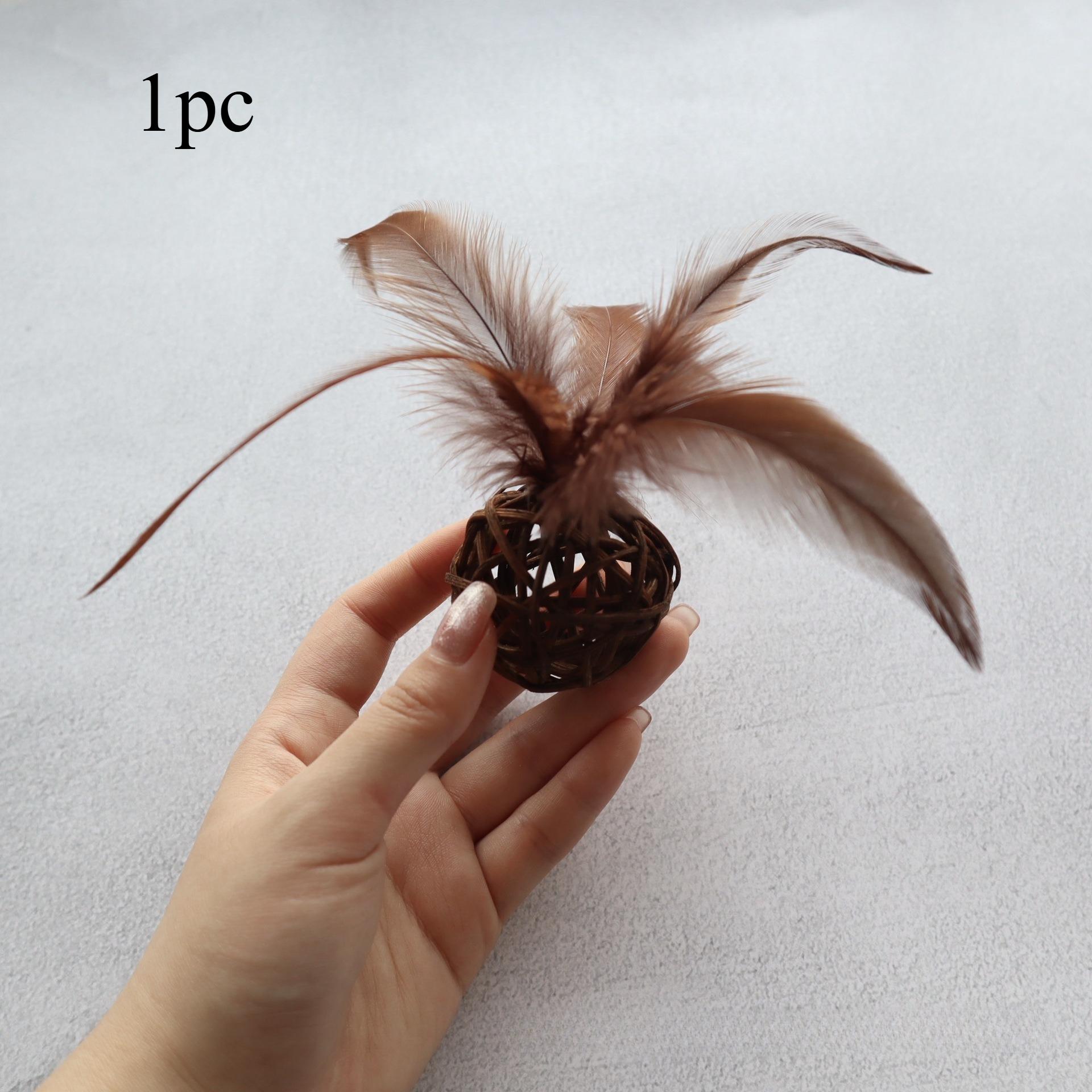 

2pcs/4pcs Pet Toy Ball Rattan Ball Hand-woven Feather Cat Toy Supplies
