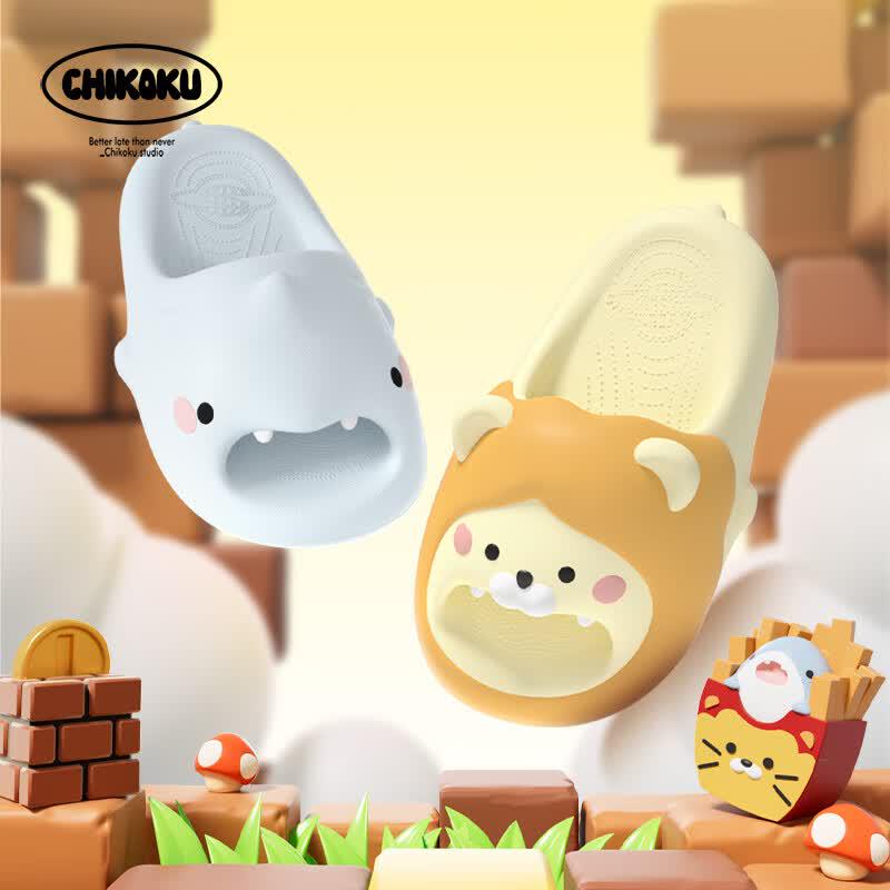 chikoku Lion Shark Cartoon Couple Home Slippers 36-37