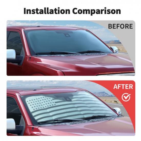Front Windshield Window Sun Shade Cover For Ford F150 15+ Accessories w/ US Flag