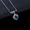 European S925 Sterling Silver Heart Sapphire & Diamond Pave Necklace - Valentine's Day Light Luxury Gift