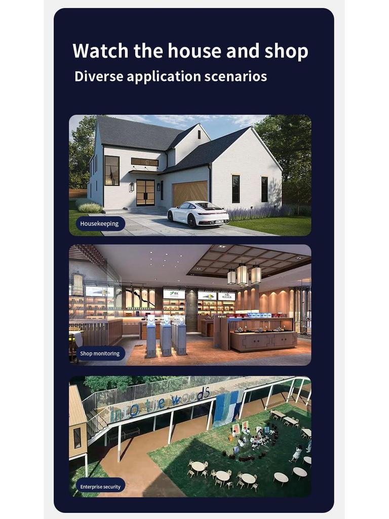 True Triple-Lens HD WiFi PTZ Surveillance Camera with Night Vision and Full Color for Indoor/Outdoor Use