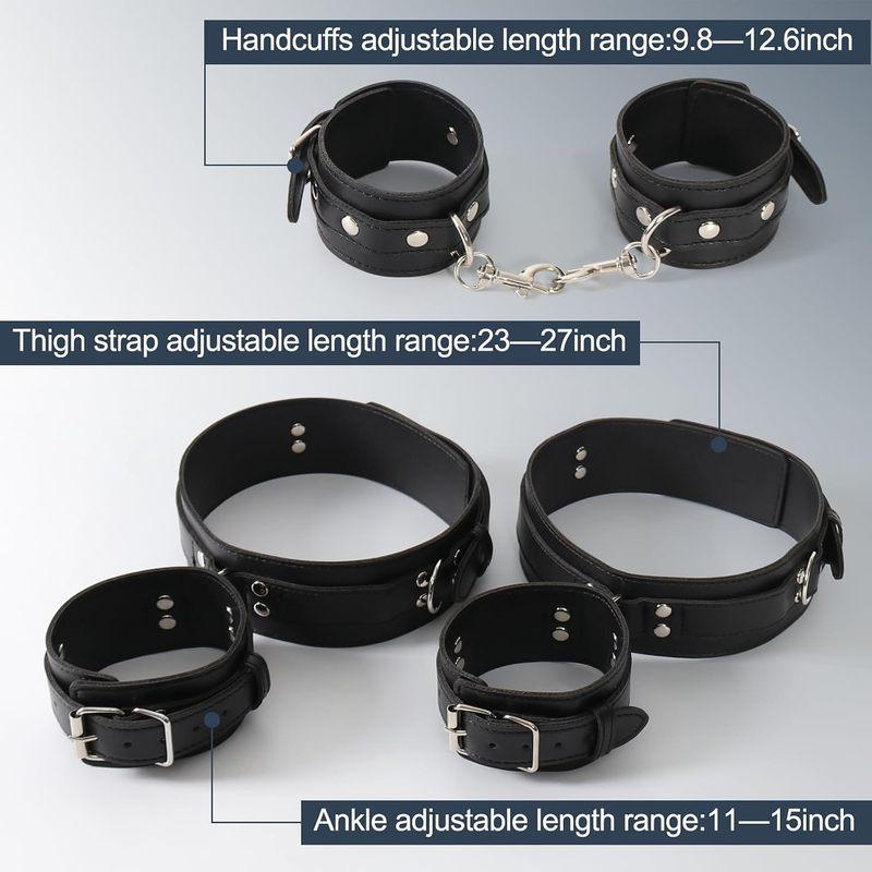 BDSM Bondage Wrist Thigh Cuffs and Ankle Sex Restraints Set Adjustable Leg Straps Handcuffs Couple Beginner SM Game Play