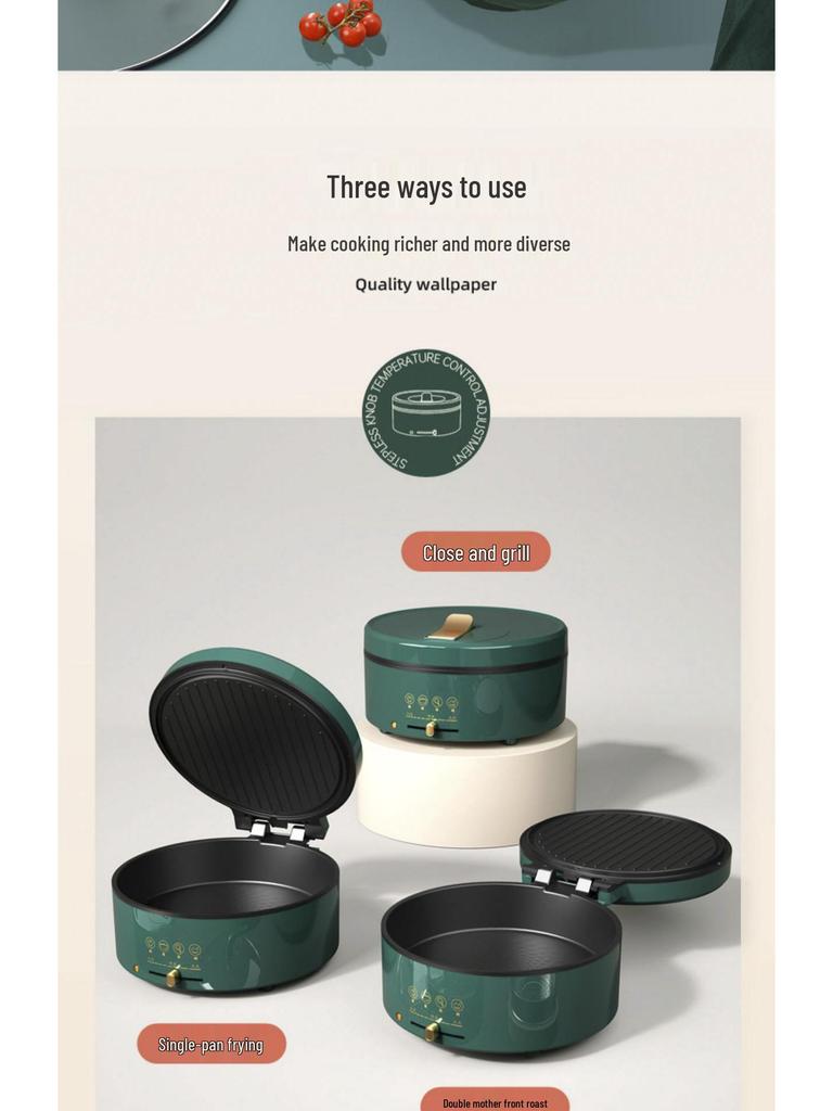 Deep Dish Electric Crepe Maker with Dual-Sided Heating - Large, Multifunctional Pan for Pancakes, Grilling, Baking, and Frying