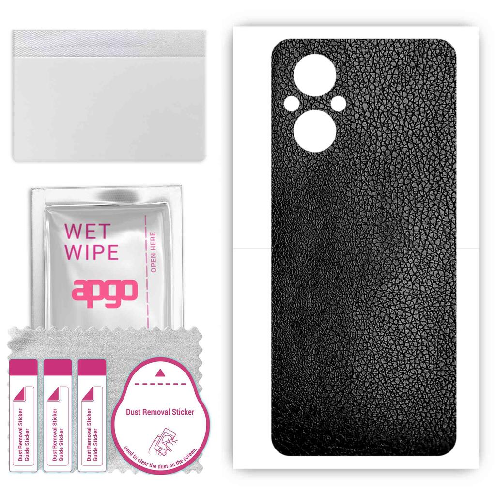 apgo Protective Skin Sticker for the Back Compatible with OnePlus Nord N20 5G , Wrap Film, Foil, Vinyl - Pattern Black Leather