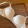 Strawberry Mochi Lace Trim Floral Underwear Set with Wireless Bra for Women