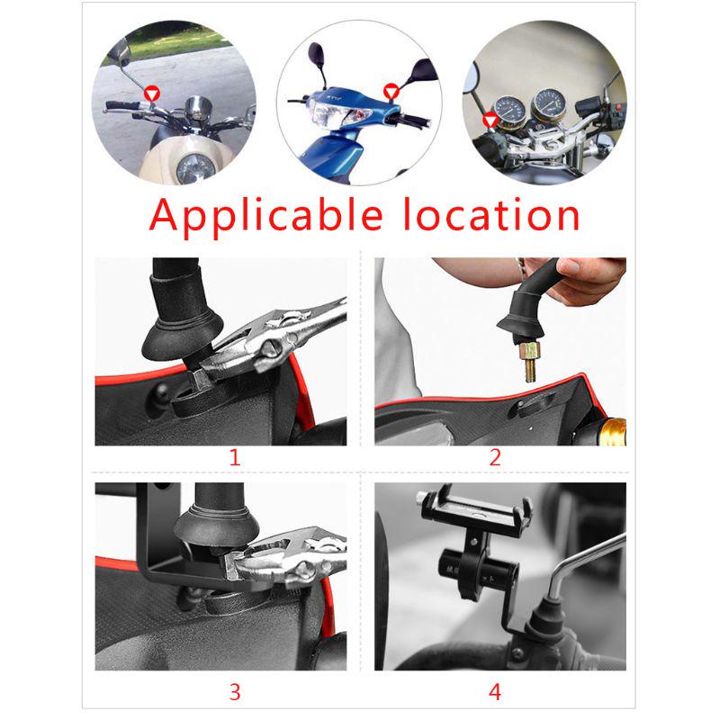 Motorcycle Rearview Mirror Mount Extender Bracket Aluminum Alloy Clamp Bar Handlebar Stand Phone Holder Levers