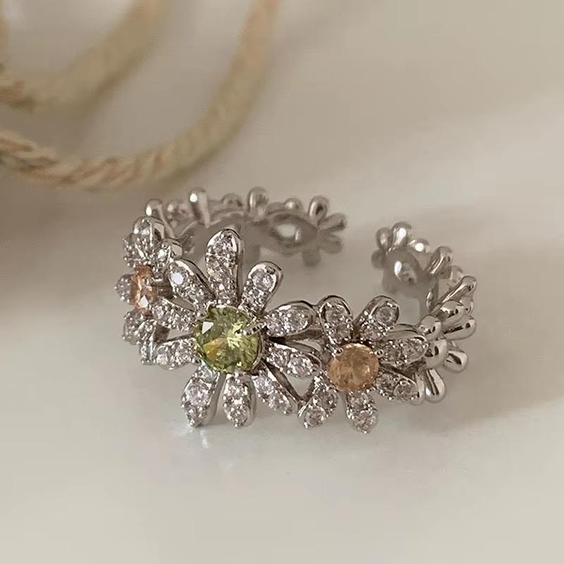 PANJBJ 925 Silver Stars Ring For Women Blue Crystal Opening Sweet Romance Irregular Versatile Jewelry Gift