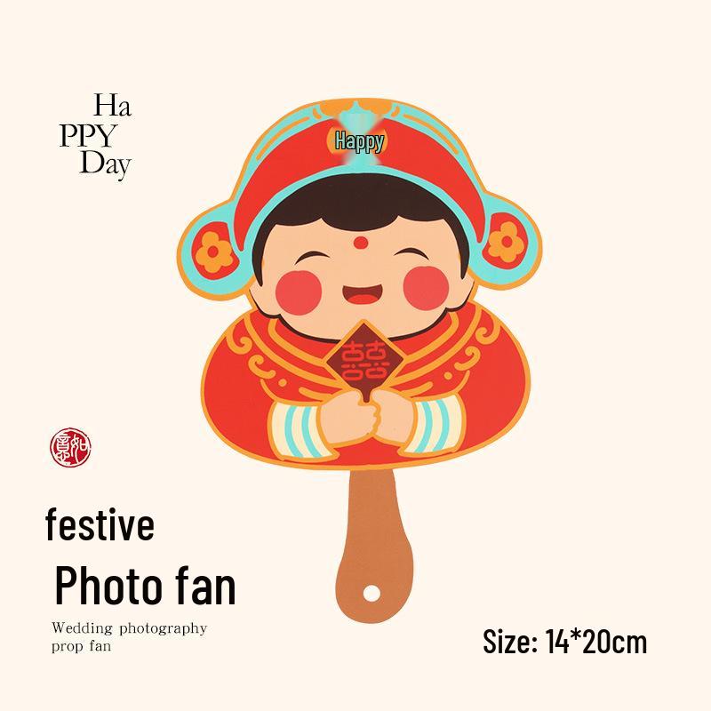 Chinese Wedding Red Goldfish Fan Props for Children s Portrait Photography
