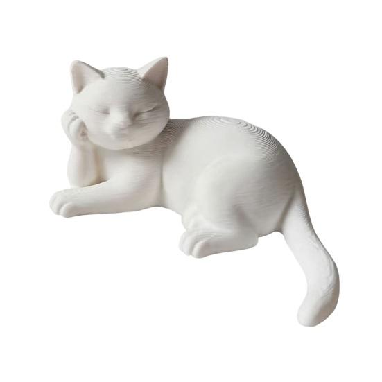 3D Printed Cat Statue Small Holding Face Cat Figurine Cute