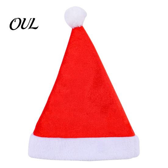 Xmas Party Photo Booth Props Gold Velvet Santa Hat for Adults Kids, Classic Christmas Red with Fluffy Holiday Hats Kids Trim, Soft Comfortable Costume