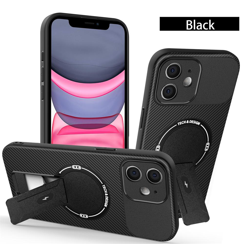

Magnetic Case for Apple iPhone 12 11 Pro Max 5G Shockproof Carbon Fiber Texture with Stand Original Internal Flocking Back Cover iPhone 11 Pro Max чорний