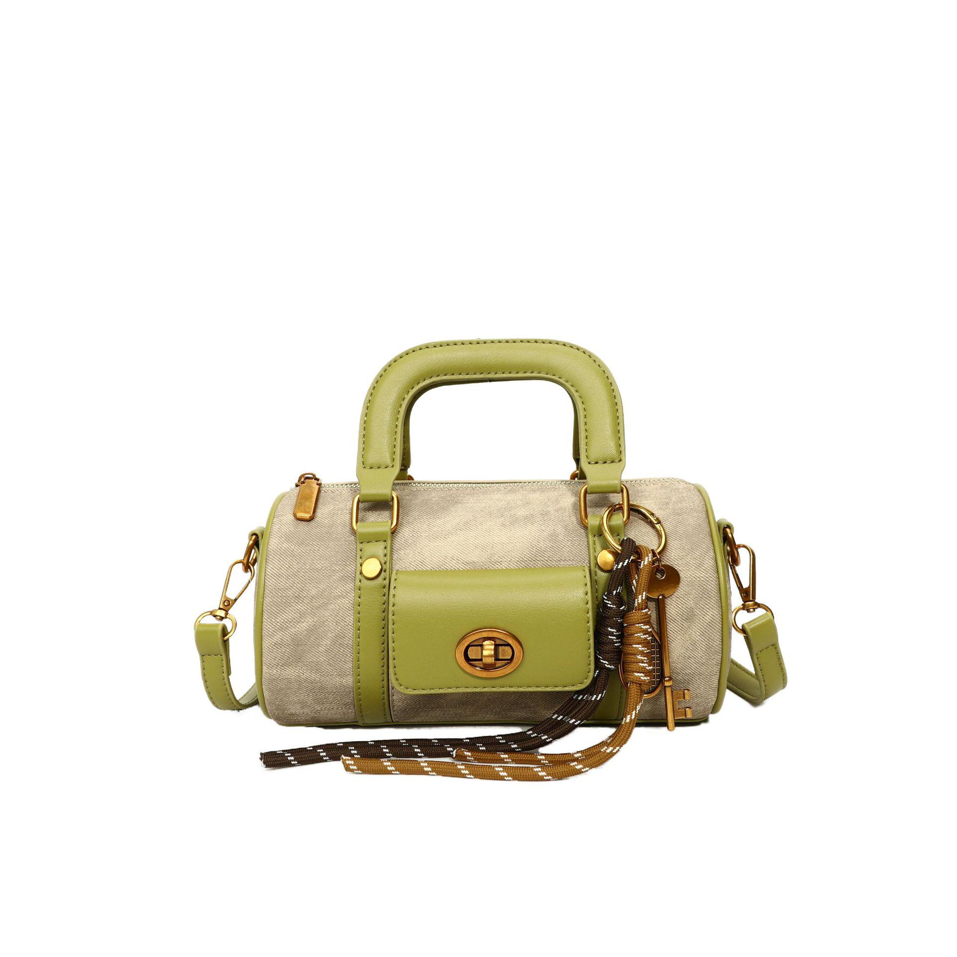 

2025 Высококлассная нишевая модная цилиндрическая сумочка - Универсальная сумка кроссбоди и на плечо Single Bag зелёный