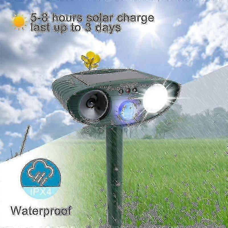 Solar Powered Ultrasonic Deer Repeller 2 Pack for Garden & Farm