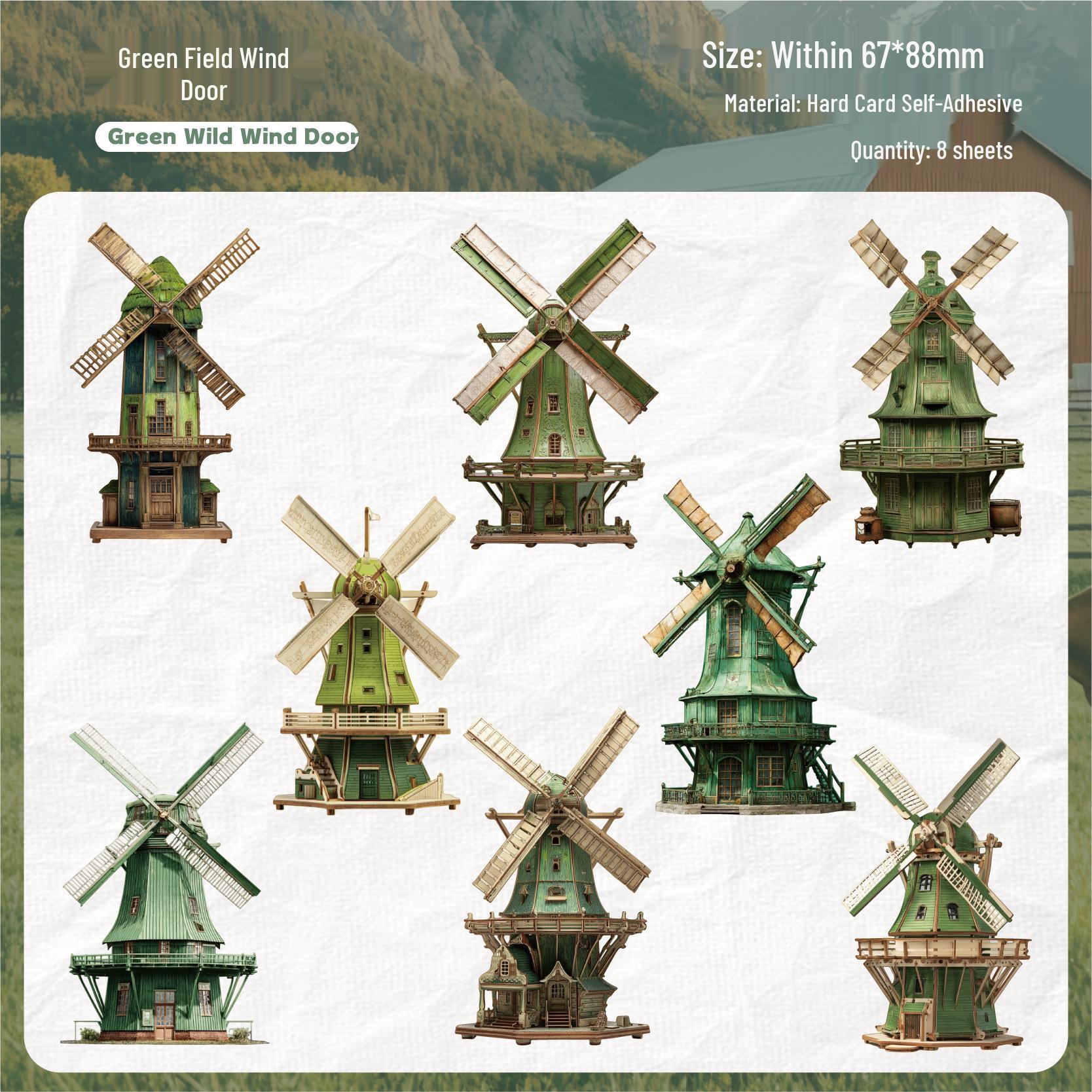 

Retro Pastoral Windmill Stickers: Journal Decoration Set (6 Styles)