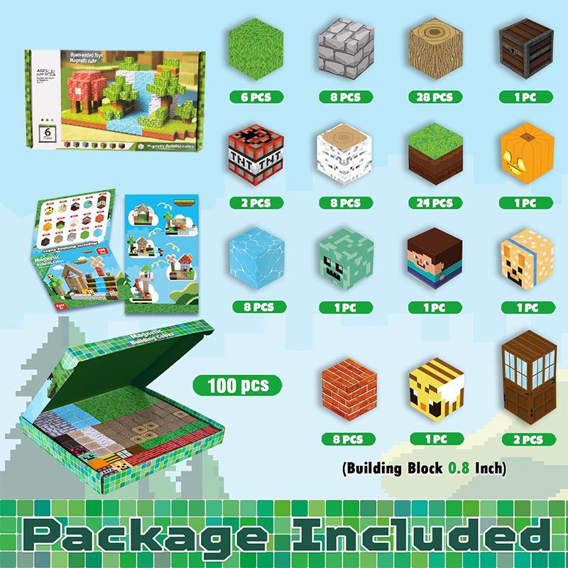 Pink Princess Castle Magnetic Cube Building Blocks - STEM Educational Toy Set