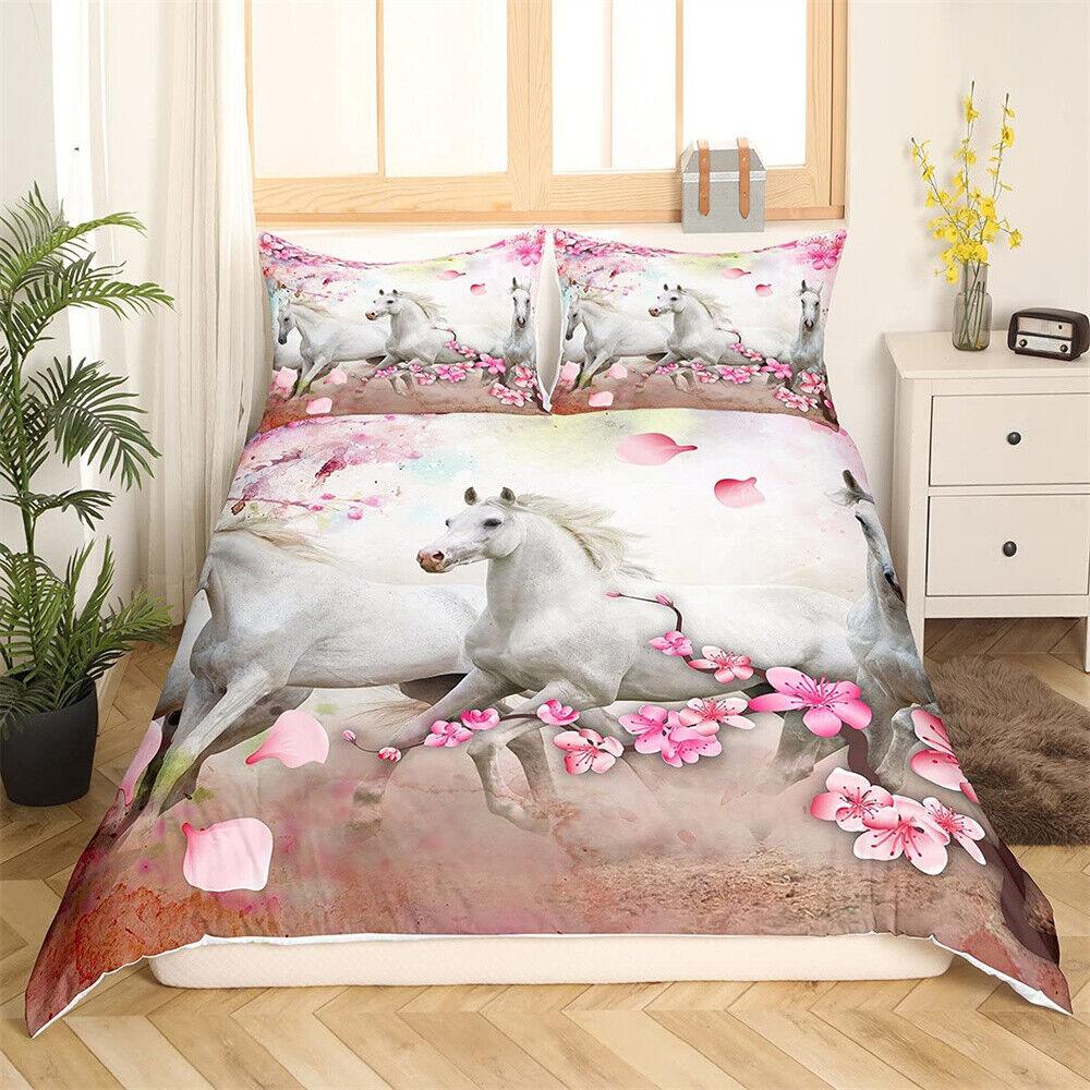 

Одеяло Doona с изображением лошади и цветка, пододеяльник, наволочка, односпальное двуспальное постельное белье размера «queen-size» и размера «king-size» Single 135x200cm